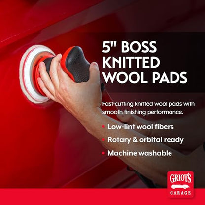 Griot's Garage BOSS Knitted Wool Pads for Car Detailing, Polishing and Paint Correction, Buffing Pads Compatible with BOSS Creams, 5.5”, Set of 2 - size: 5.5 Inch Pads (Set of 2)
