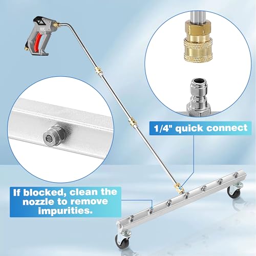 M MINGLE 24” Undercarriage Pressure Washer Attachment | Undercarriage Sprayer with 7 Nozzles, Under Car Washer with 3 Pieces Extension Wand, 4000 PSI - size: 24 Inch