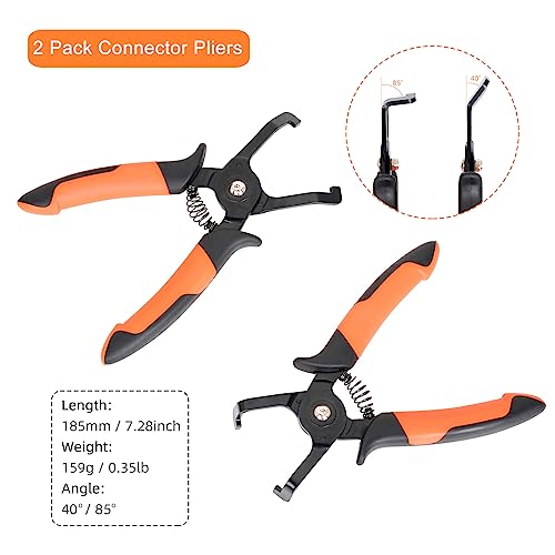 PLATATO 2PCS Disconnect Pliers Set EVAP and Fuel Line Disconnect Tool Set Includes 40 Degree and 85 Degree Automotive Universal Electrical Connector Pliers 7.28 Inch