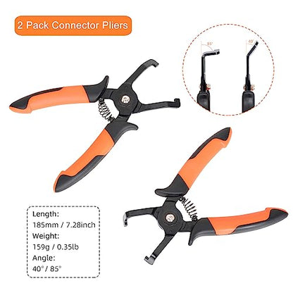 PLATATO 2PCS Disconnect Pliers Set EVAP and Fuel Line Disconnect Tool Set Includes 40 Degree and 85 Degree Automotive Universal Electrical Connector Pliers 7.28 Inch