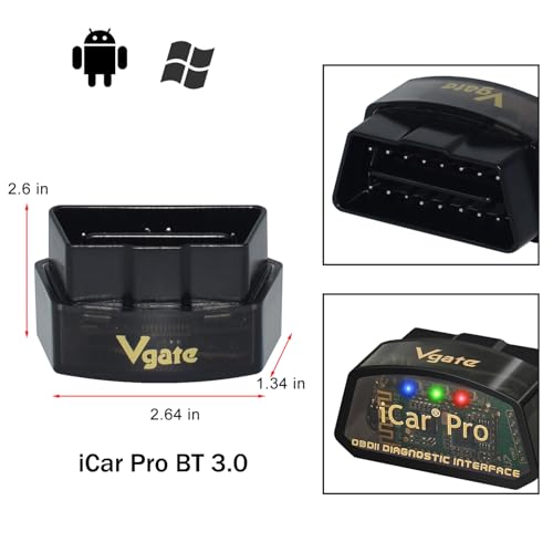Vgate iCar Pro BT3.0 OBD2 Scanner Bluetooth Code Reader Diagnostic Scan Tool for Android & Windows Compatible with ELM327 Adapter - size: iCar Pro 3.0-Android & Windows