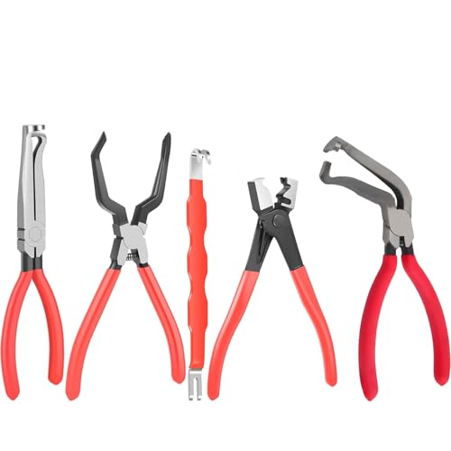 Automotive Electrical Disconnect Pliers Kit, Upgraded High-Carbon Steel Connector Release Tool Set with Straight & Angled Pliers and Terminal Removal Tool for Car Wiring Harness Repair - size: 5SET