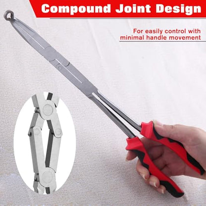Extra Long Nose Hose Grip Pliers 13" Spark Plug Pliers Long Reach XL Pivot Ring Nose Plier Hose Removal Plier with Serrated Jaw Spark Plug Boot Puller for Hard to Reach Narrow Spaces,Small - style: Small Ring Nose