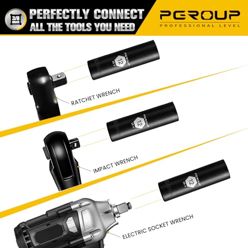 3/8” Drive Deep Impact Socket, Metric(12mm socket), 6-Point, Cr-V Steel With Black Manganese Phosphate Coating - size: 12 mm