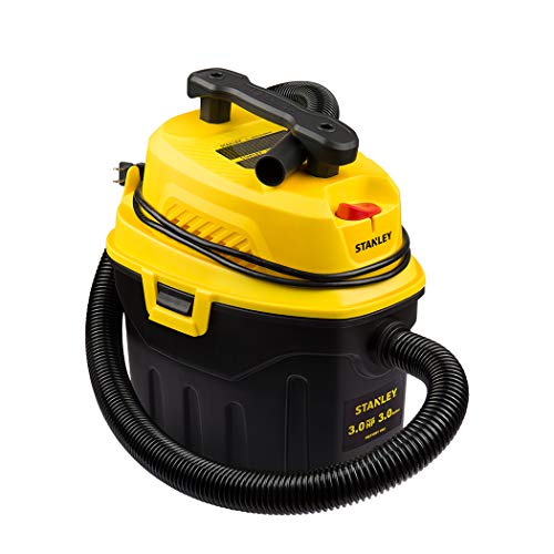 STANLEY 3 Gallon Wet Dry Vacuum, 3 Peak HP Poly 2 in 1 Shop Vac with Powerful Suction, Portable Shop Vacuum Car Vacuum W/ 3 Horsepower Motor for Auto Detailing, Tight Space Garage,Van,Vehicle