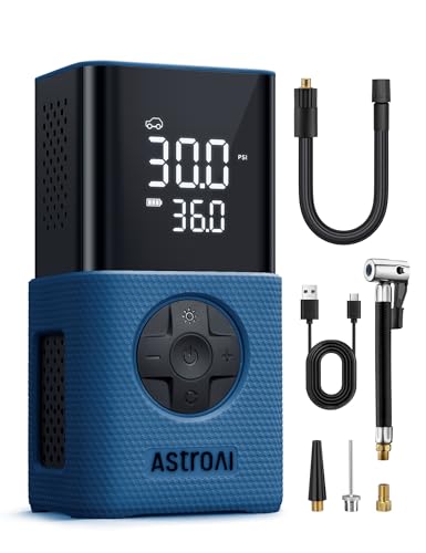 AstroAI L7S Tire Inflator Portable Air Compressor Cordless with Digital Pressure Gauge, 150 PSI LED Light Bike Air Pump with Fast Inflation & Auto Shut-Off for Car Tires,Motorcycles,Bikes,Balls,Blue - color: Blue