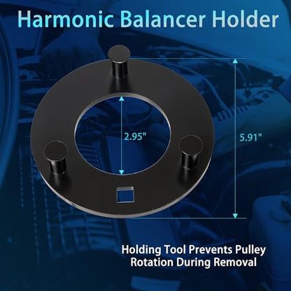 Harmonic Balancer Puller Installer Kit Set, Adjustable 3-Jaw Puller for Removing Harmonic Damper Pulley Compatible with Chevy GM Chrysler Ford ect