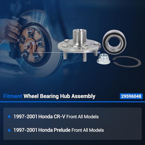 Autoround Pair 29596048 Front Wheel Bearing Hub Assembly fit for 1997-2001 Honda CR-V/Prelude