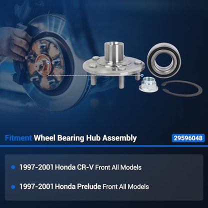 Autoround Pair 29596048 Front Wheel Bearing Hub Assembly fit for 1997-2001 Honda CR-V/Prelude