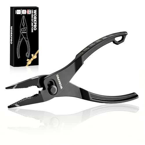 WORKPRO 4.5 Inch Long Nose Slip Joint Pliers, Small Pliers for Tight Space | Long Needle Nose, Alloy Steel, Two-Position Switch, Anti-Rust Coating, Strong Grip Jaws, Pocket Size, Every-Day Carry - color: Black