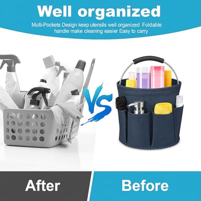 17L (5 Gal) Foldable Cleaning Caddy with Handle - Portable Supply & Tool Organizer | Organizador de Limpieza para Accesorios (Blue)
