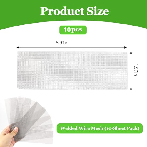Mikako 10PCS Welding Mesh, 1.9" x 5.9" Plastic Reinforcing Stainless Steel Wire Mesh Screen for Thermoplastic Repair, Silver Welder Screen, Plastic Welding Kit for Bumper Kayak Car Repairing (Small) - size: Small