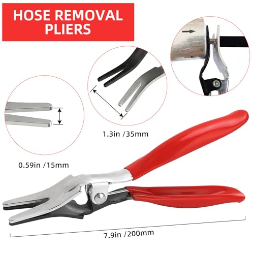 6 Pcs Fuel Line Pliers Set, Automotive Hose Removal Pliers for Auto Repair | Hose Clamp Plier Kit with Storage Bag, Includes Push Pin Pliers, Panel Removal & Electrical Disconnect Tools - color: 6 Option