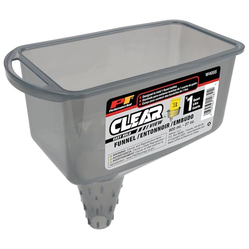 Performance Tool W4055 Clear View Easy Hold Funnel 2 Pint - Hands-Free Oil Changes, Secure Fit, Easy Monitoring