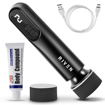 RIVEN Cordless Car Polisher Buffer Kit, Adjustable 3 Speeds - 2Pcs 12V Rechargeable Battery, 3inch Orbital and Rotary Fast Polisher for Car Detailing, Waxing, Paint Correction Car & RV Polisher
