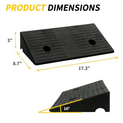 Curb Ramp 3 inch Rise Curb Ramps for Sidewalks Rubber 2 Pcs Driveway Ramps for Low Cars Curb Ramps for Driveway,Shed,Wheelchair 7000lbs Powersport Loading - size: 3.1"inch