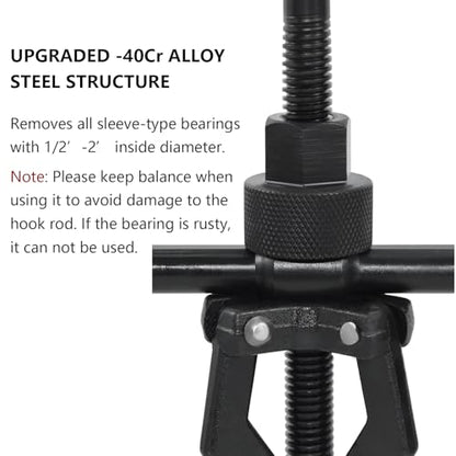 3 Jaw Inner Bearing Puller Gear Extractor Internal External Pulling Tool Carbon Steel Wheel Pilot Bearing Puller kit for Motorcycle Motorbike Car SUV