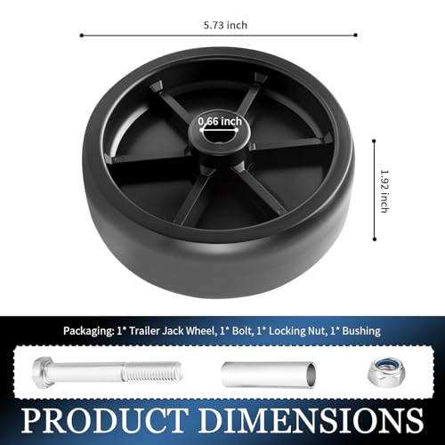 6" Trailer Jack Wheel Replacement,Upgraded Trailer Tongue Jack Wheel with 1200 Lbs Load Capacity,Heavy Duty Wheels for Trailers Jacks Replacement for Trailers RV Hitch