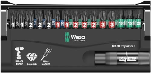 WERA 05057690001 Bit-Check 30 Impaktor 1, 30 Pieces