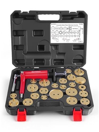 BILITOOLS Pneumatic Brake Caliper Compression Tool, Heavy Duty Brake Tools | 24-Piece Air Compressored Brake Caliper Piston Compressor Wind Back Rewind Tool - color: Black, style: Air Operation