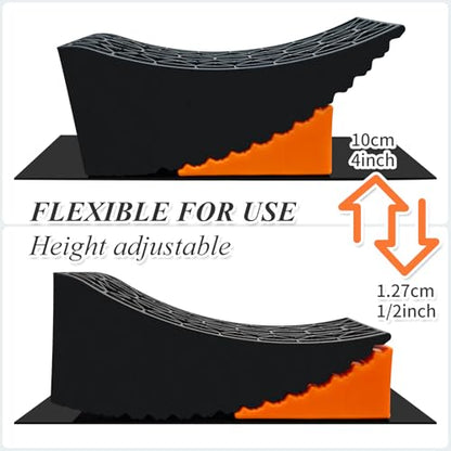 Raised Tire Change Ramp,Large RV Camper Levelers with 6" Lift, Dual Axle Tandem Wheel AidCurved Design for Tire Change of RV/Camper/Travel Trailer with Chocks, Anti-Slip Mats, Carrying Bag,(1 Pack)