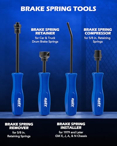 OMT 10pc Drum Brake Tool Kit with Spring Pliers and Adjusting Spoons Set | Structural-Grade 1045 Steel; Black Oxide Chromate Finish; Ergonomic Handles for Mechanics; Automotive Servicing - color: Blue