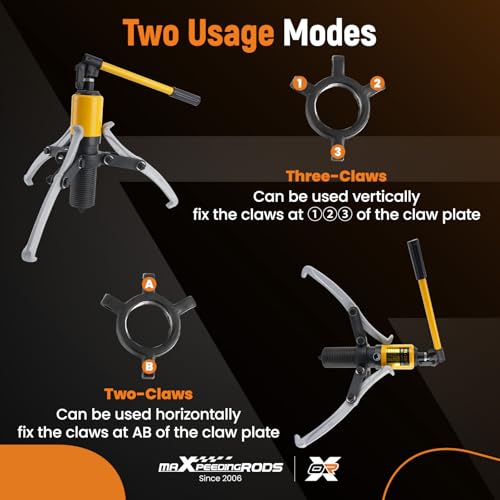 maXpeedingrods 20T Hydraulic Gear Puller, Hydraulic Wheel Bearing Puller Kit, 2 or 3 Jaws Puller, Bearing Hub Separator, Heavy Duty Hydraulic Puller Separator Tool - style: 2 or 3 Jaws