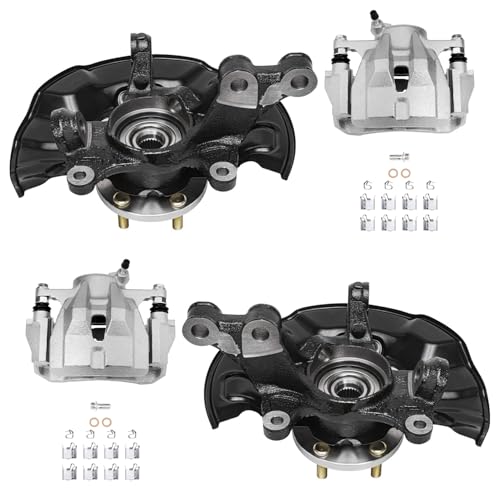 Detroit Axle - Front Steering Knuckles Hubs Brake Calipers w/Brackets Replacement for 2014-2018 Toyota Corolla Matrix - 4pc Set - size: 4BU50415/Kit