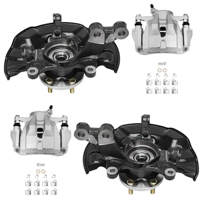 Detroit Axle - Front Steering Knuckles Hubs Brake Calipers w/Brackets Replacement for 2014-2018 Toyota Corolla Matrix - 4pc Set - size: 4BU50415/Kit