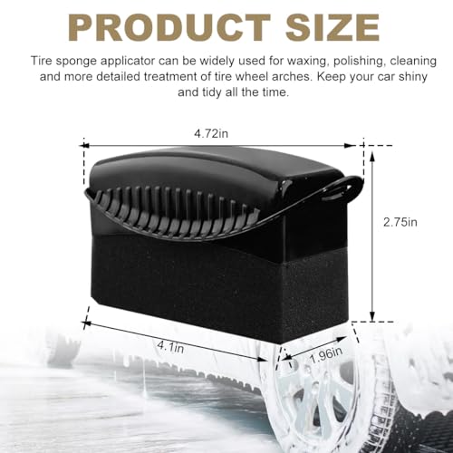 Ohleats 2 PCS Tire Dressing Applicator, Wheel Dressing Tire Shine Applicator Pad with Lid, Reusable Wheel Detailing Foam Tire Waxing Wipe Polishing Sponge, Universal Car Accessories (Black) - color: Black-2pcs
