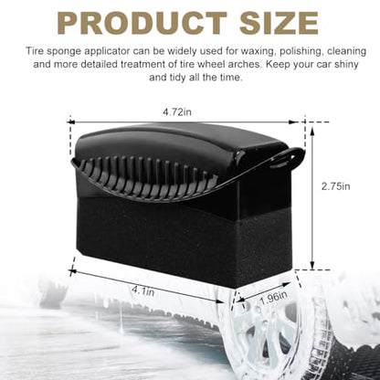 Ohleats 2 PCS Tire Dressing Applicator, Wheel Dressing Tire Shine Applicator Pad with Lid, Reusable Wheel Detailing Foam Tire Waxing Wipe Polishing Sponge, Universal Car Accessories (Black) - color: Black-2pcs