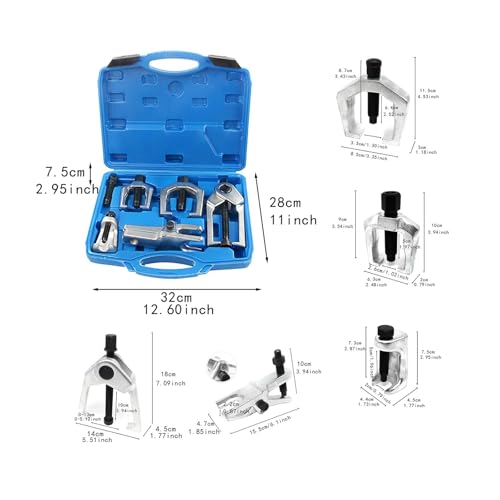 6 Pieces Ball Joint Separator Removal Tool Set Pitman Arm Puller Tie Rod End Remover Alloy Steel Construction with Carrying Case Suitable for, Blue