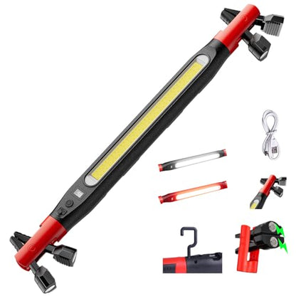 Rechargeable Magnetic LED Work Light Bar - Under Hood Light for Auto Repair, Garage & Detailing, Cordless Portable Trouble Light with Strong Magnet & Hanging Hook
