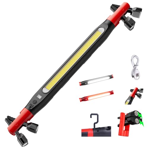 Rechargeable Magnetic LED Work Light Bar - Under Hood Light for Auto Repair, Garage & Detailing, Cordless Portable Trouble Light with Strong Magnet & Hanging Hook