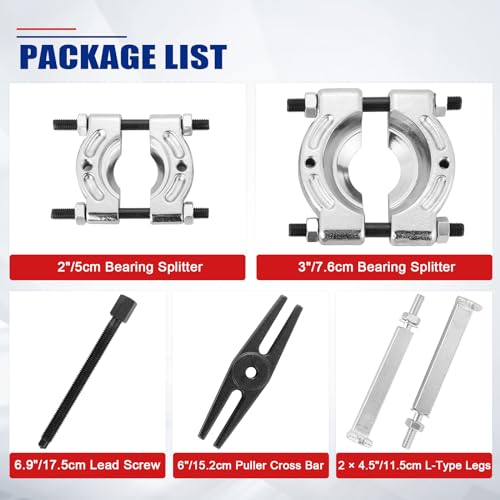 NYXOVA Bearing Puller Set, 5 Ton Capacity Bearing Separator, Pinion Wheel Bearing Removal Kit with 2" and 3" Jaws, Wheel Hub Axle Puller Set, 14PCS Bearing Separator Puller with Case