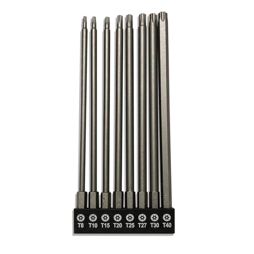 aiyun 8-Piece Security Bit Set, S2 Steel Magnetic Security Screwdriver Set 6 Inch Security Bits Shark Vacuum Screwdriver T8-T40 (150mm Length) - size: 150mm Length (T8-T40)