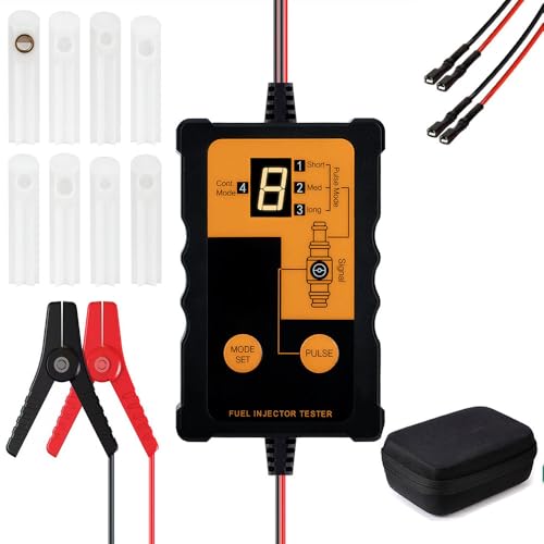 Fuel Injector Cleaning Tester Kit, 8 Pulse Modes, 4 Wire Dual Channel, Fual System Cleaner Tool with 8 Cleaning Adapters