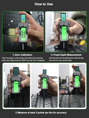 GODESON Tire Tread Depth Gauge,Rechargeable Digital Tire Depth Gauge - USB-C,3-Unit Switch (mm/Decimal/Fraction Inch), Backlit LCD Display, Auto Power Off, 0-32NDS for Car/SUV/Truck Wear Measurement