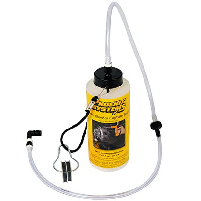 Phoenix Systems 7002-B One-Man Brake Bleeder Capture Bottle with Quick Adapter, 12 Ounces