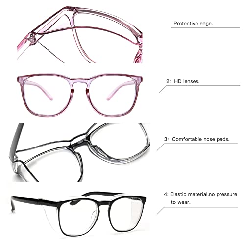 JOO'RTI Anti-Fog Safety Goggles Anti-Blue Light Saftey Glasses Anti-Dust Protective Eyewear for Women and Men - color: 2packs(black & Lilac)