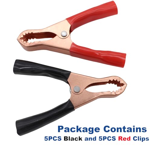 Insulated Alligator Clips Durable Heavy Duty Black & Red Boot Metal Spring Loaded Truck Car Battery Electric Test Clips Lead Probe Alligator Clamps (50A 10-PACK) - color: 50a 10-pack