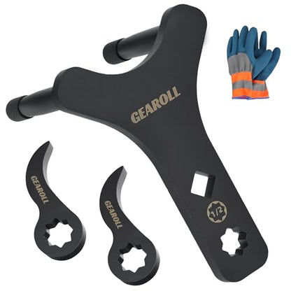 Lower Control Arm Prying Tool with Two Pry Bar Wrench Adaptor Head, Suspension Specialty Arm Lever Bushing Tool, Ratchet Pry Bar Attachment, Compatible with 1/2" Drive Extension Breaker Bar - size: arm and pry tool