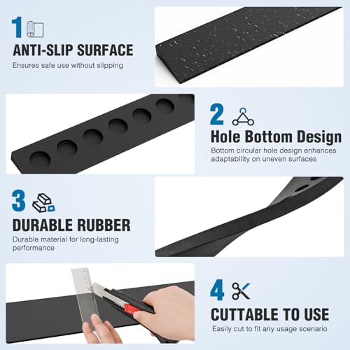 Nilight 0.8" Rise Threshold Ramp for Doorways, 39.4" Wide Low Profile Cuttable Rubber Wheelchair Access Door Ramp for Doorway, Curb, Home Steps, Bathroom - size: 0.8" Rise