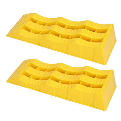 Fabater RV Leveling Ramps, Heavy Duty Molded Plastic Anti Slip Surfaces 3 Level Gradual Increments Vehicle Ramps, Car with 2 Pack for Trailer SUV RV Car on Uneven Ground