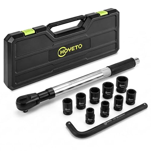 Offset Extension Wrench, 11 Piece 1/2" Offset Extension Wrench Impact for Electric Drill with 9 Impact Socket, 1/2" drive handle, Multifunctional Electric Ratchet Wrench, Slim for Tight Spaces - color: 11pcs-banshou