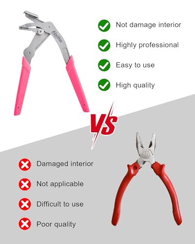 Car Clip Pliers, Panel Clip Removal Pliers, Professional Plastic Fastener Removal Tool for Screw Extractors Without Damage Rose Red - color: Rose Red
