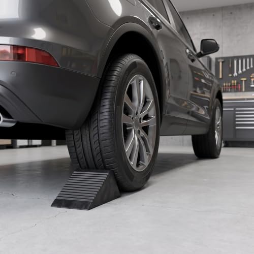 ibasenice Rubber Wheel Chocks 4-Pack 4.72"x3.93"x5.90" Heavy-Duty Anti-Slip Tire Stoppers for Trailer, RV, Truck, Camper, Garage—Secure Parking & Wheel Change