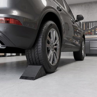 ibasenice Rubber Wheel Chocks 4-Pack 4.72"x3.93"x5.90" Heavy-Duty Anti-Slip Tire Stoppers for Trailer, RV, Truck, Camper, Garage—Secure Parking & Wheel Change