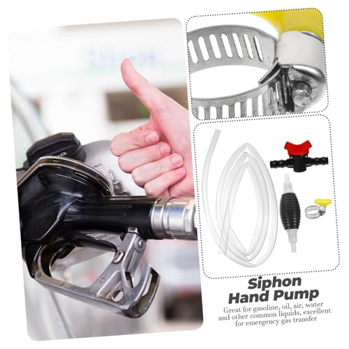 Manual Siphon Hand Pump with Transparent PVC Hose Clamps and Switch Valve for Fuel Oil Water Transfer and Easy to Use Pump Kit for Automotive and Fish Tank Liquid Flow