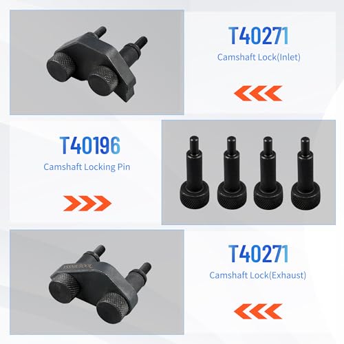 Engine Timing Tool Kit for VW Audi TSI TFSI EA888 1.8L 2.0L Engine, with Additional T40191 Engine Camshaft Sliding Pieces Spacer Tool, T10355 Crankshaft Pulley Holding Wrench T40098 T40267 T40271